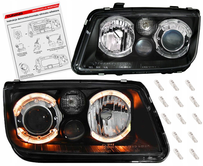 BORA LAMPY reflektory halogeny przod BLACK ringi