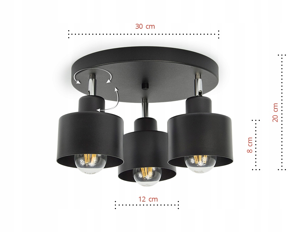 LAMPA WISZĄCA SUFITOWA ŻYRANDOL PLAFON EDISON LED Długość/wysokość 30 cm