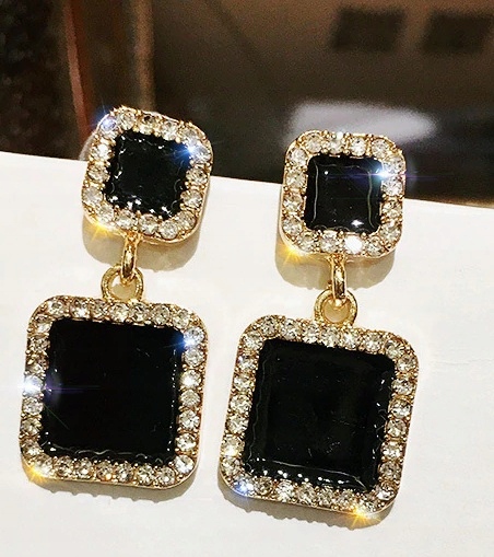 ELEGANCKIE ZŁOCONE KOLCZYKI KRYSZTAŁOWE B521 Materiał Pozłacany