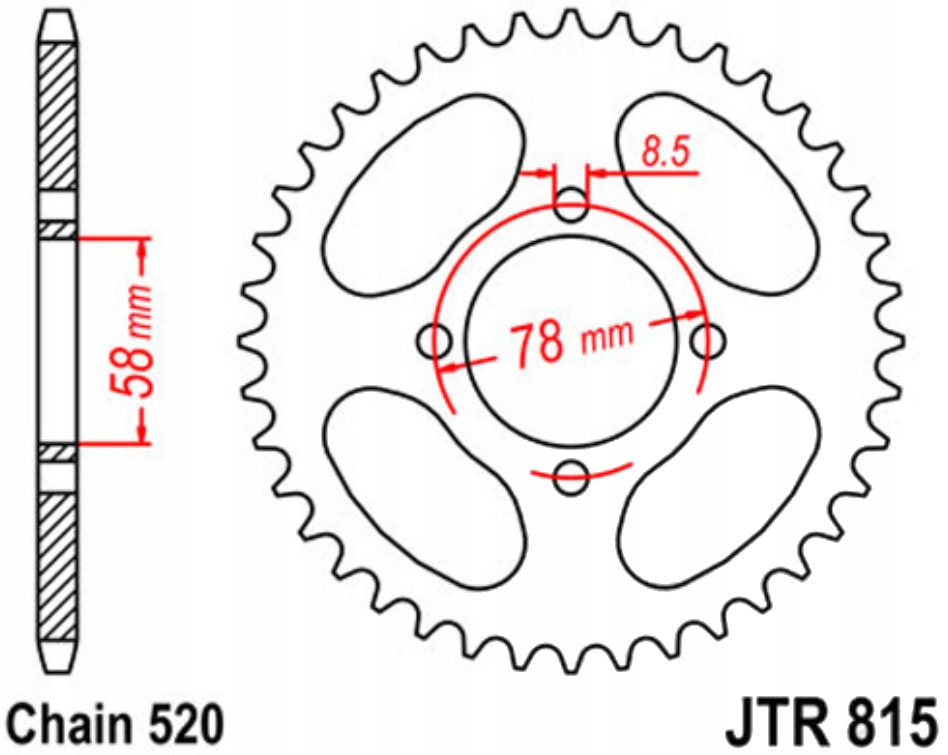 Zadní ozubené kolo JTR815 35 38Z Suzuki Gt 200 X5 79-81