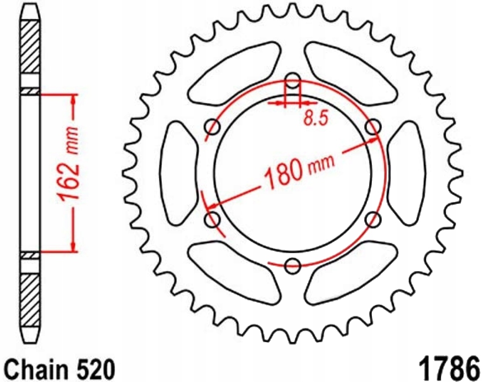 Zadní ozubené kolo Jt R1786 46 52Z Suzuki Pe 400 80-81