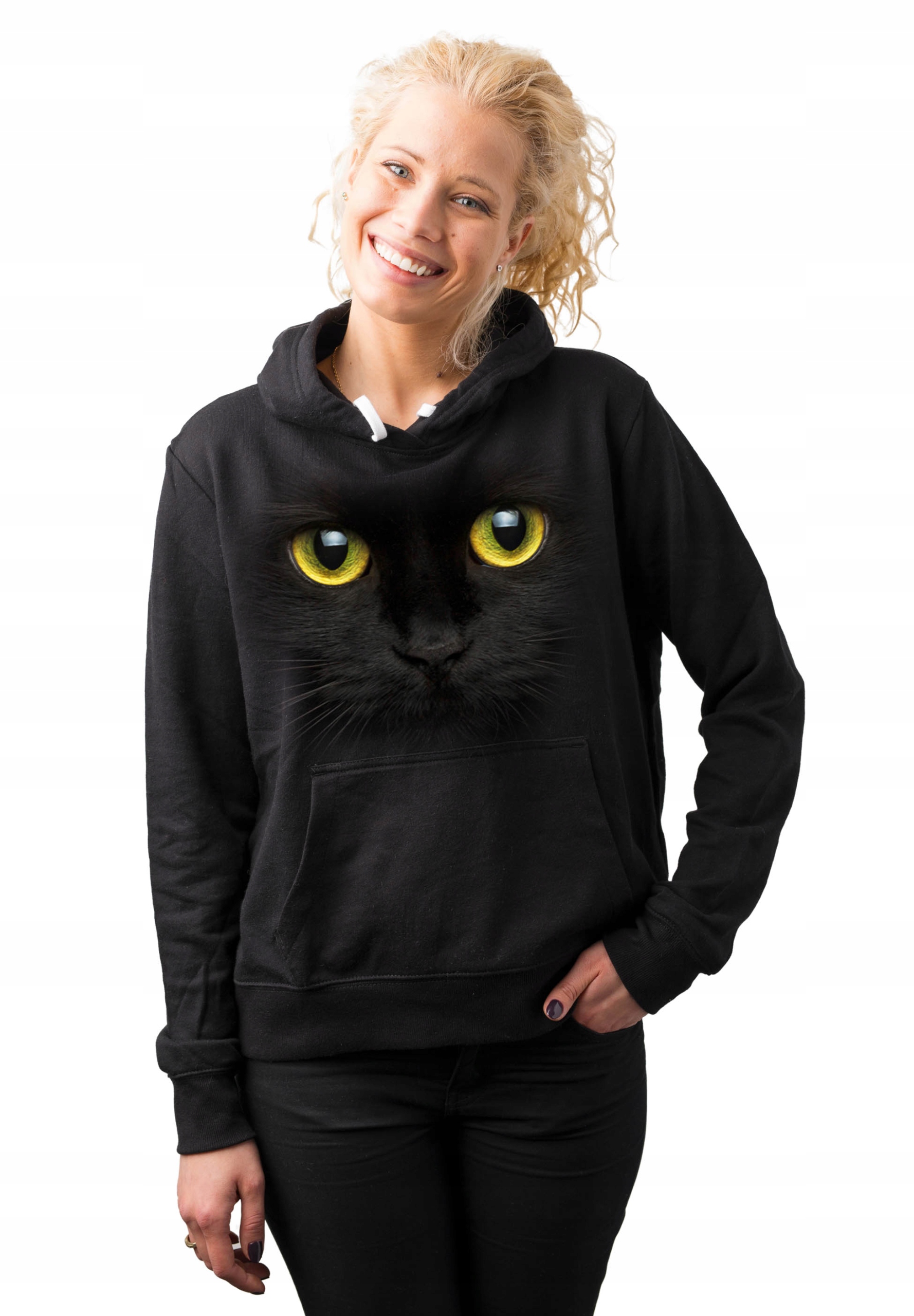 

Bluza Damska Z Kapturem Black Cat XL Full Print Pl