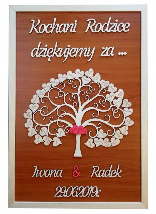 

Podziękowanie dla rodziców Ślub drzewko obraz 3D