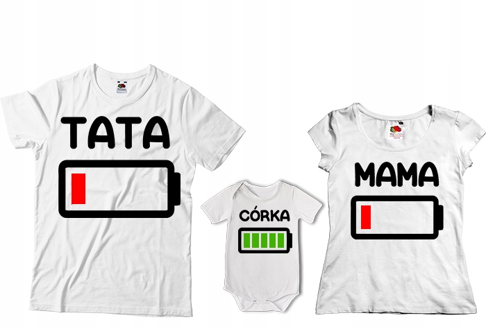 

Zestaw Dwóch Koszulek + Body Mama Tata Syn Córka