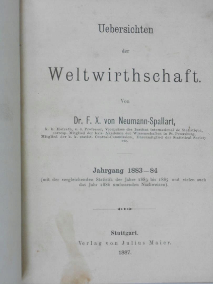 Uebersichten der Weltwirthschaft 1887
