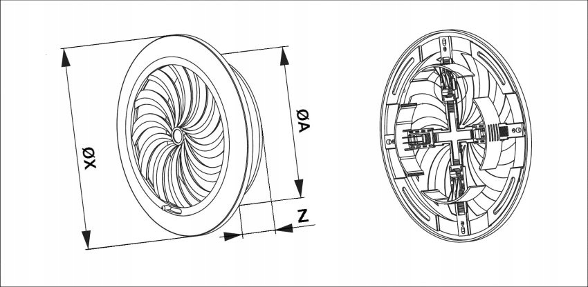 KRATKA WENTYLACYJNA Ø 100-150 Z ŻALUŻJA REGULOWANA Średnica otworu (mm) 150