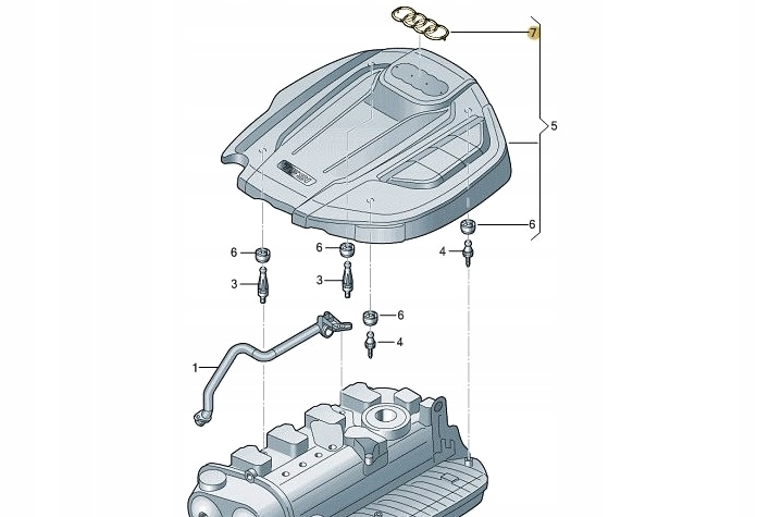 ZNACZEK EMBLEMAT POKRYWY OSŁONY SILNIKA do AUDI Producent części Audi OE