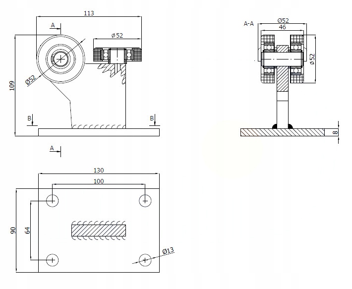 60X60X3,5 WÓZKI BRAMOWE ROLKI BRAMY PRZESUWNEJ EAN (GTIN) 5903636512518