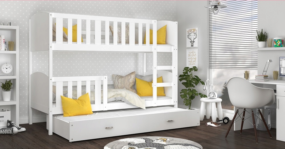 Łóżko Piętrowe Potrójne Kolorowe Duże + Materac Marka inna