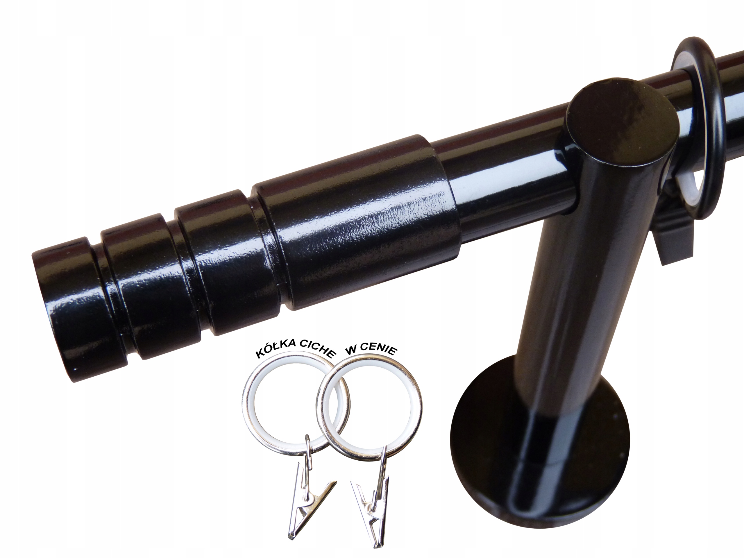 

Karnisze Karnisz Czarny +kółka Ciche 19MM 240 CM