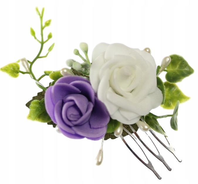

Grzebyk mały Różyczki do włosów ozdoba Fiolet ślub