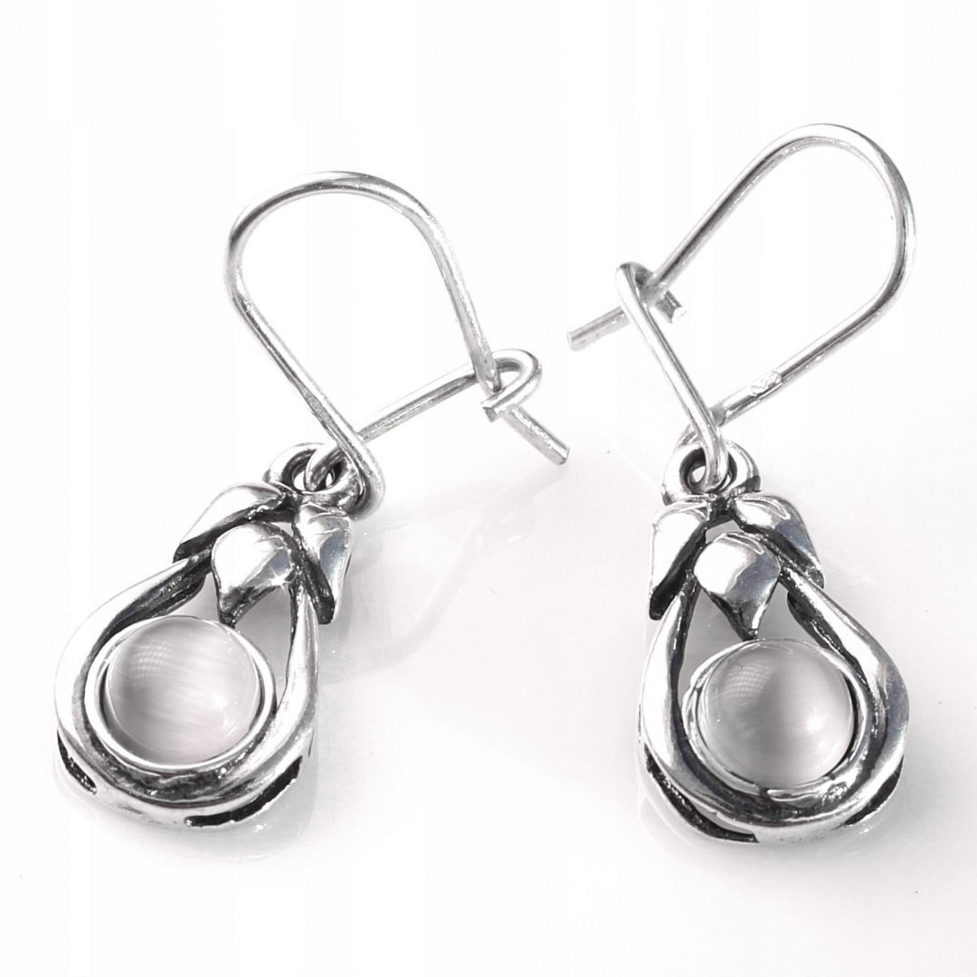 

Kolczyki Srebrne retro z kocim okiem Groszek