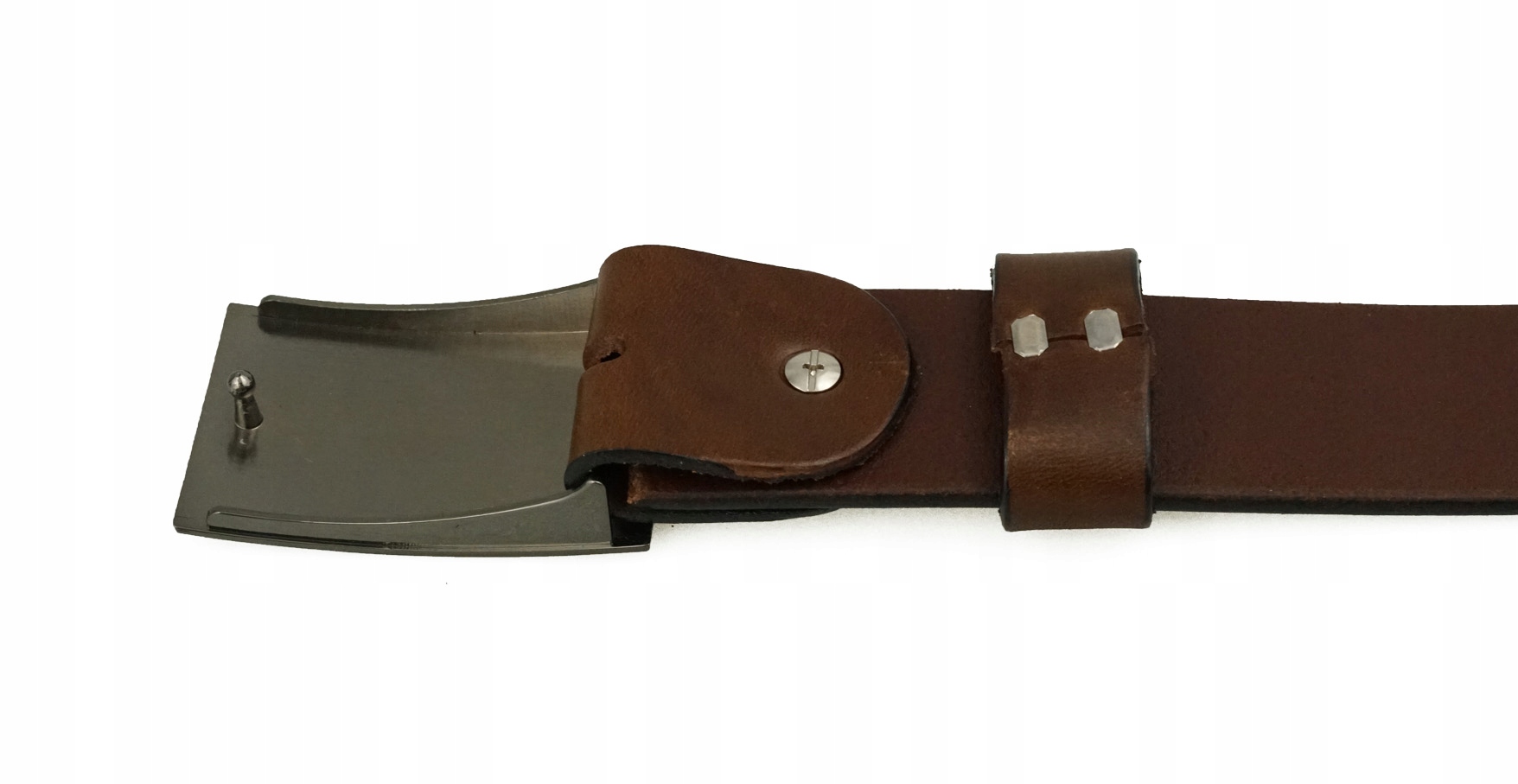 SKÓRZANY PASEK DO SPODNI 4 CM BLACHA BRĄZOWY 105 Wzór dominujący bez wzoru