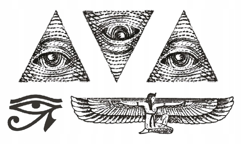 TATUAŻ TYMCZASOWY ZMYWALNY DAMSKI MĘSKI ILLUMINATI OKO FARAON SYMBOL RA