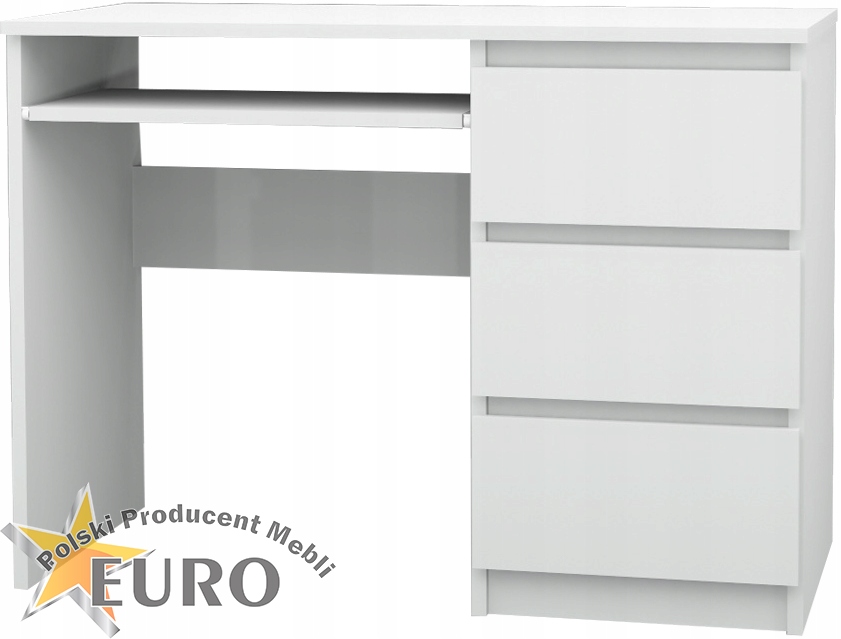 BIURKO KOMPUTEROWE 3 SZUFLADY STOLIK LAPTOP BIAŁY Marka Euro-Meble