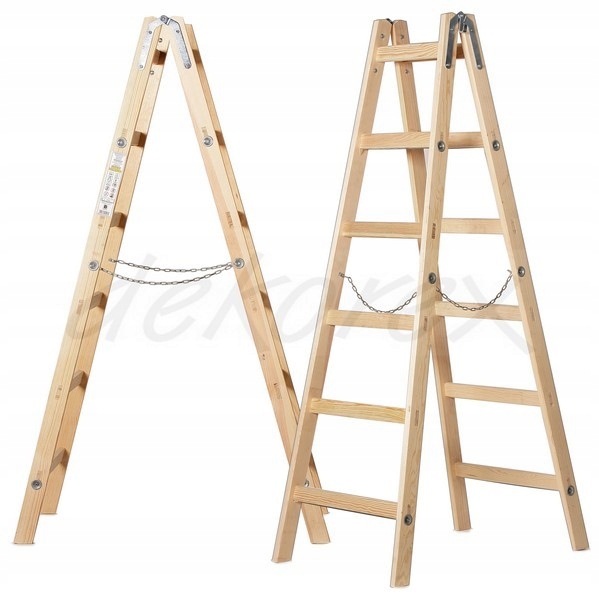 Drabina drewniana rozstawna 2x7 szczeblowa Maksymalny udźwig 150 kg