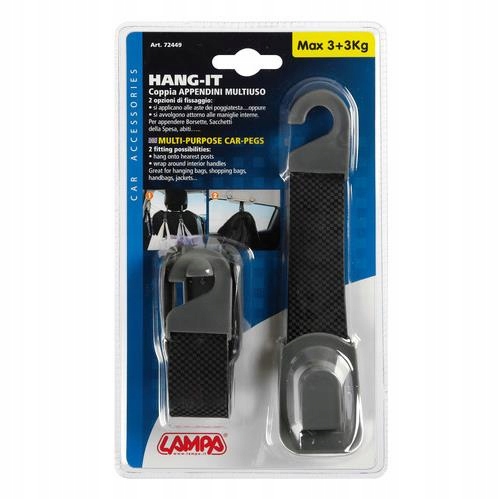 WIESZAKI NA ZAGŁÓWEK KLAMKĘ DO AUTA NA TORBY Waga produktu z opakowaniem jednostkowym 0.065 kg