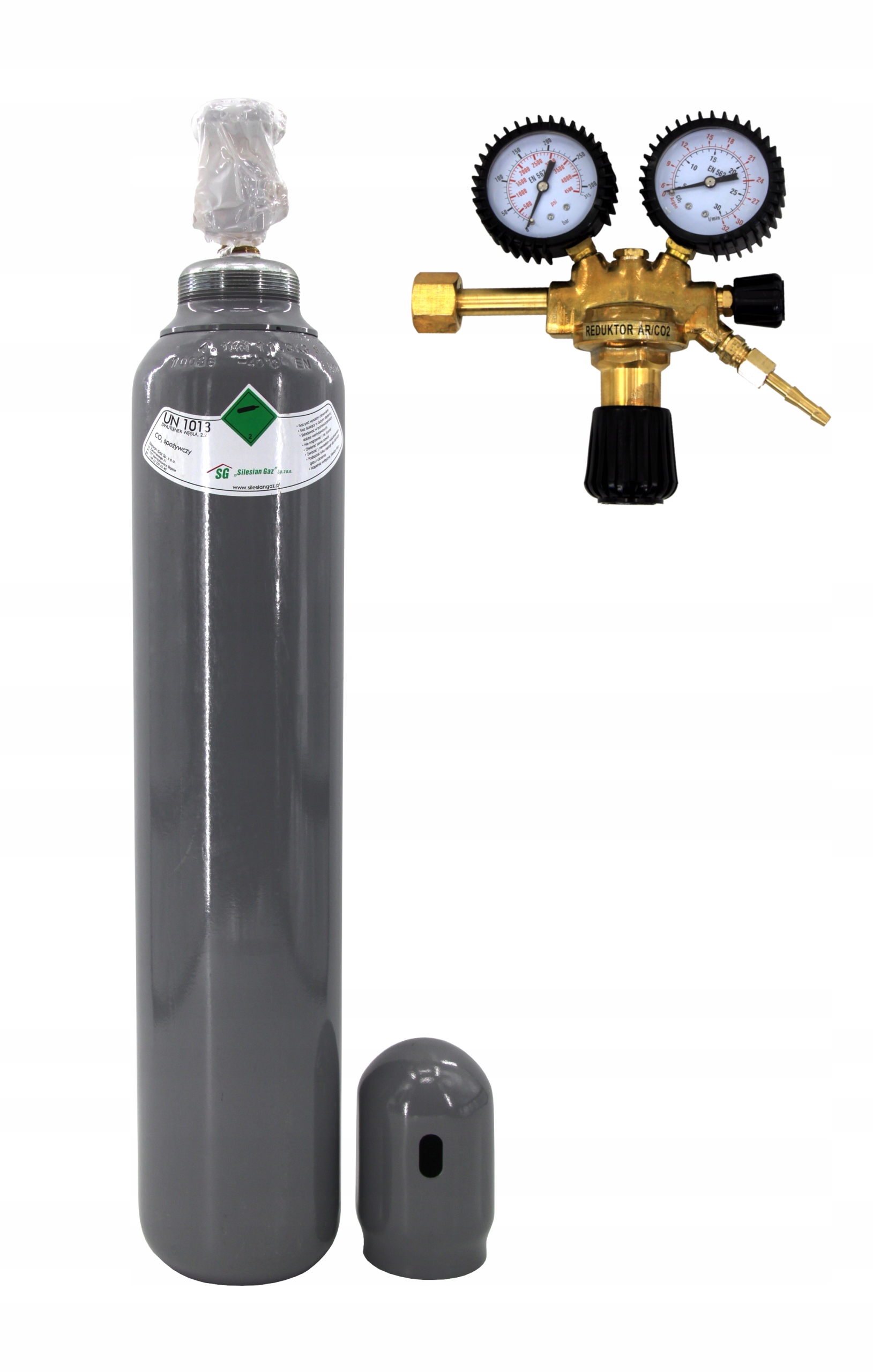 ZESTAW Butla CZYSTY CO2 8l + REDUKTOR Ar/CO2 Dwutlenek Węgla