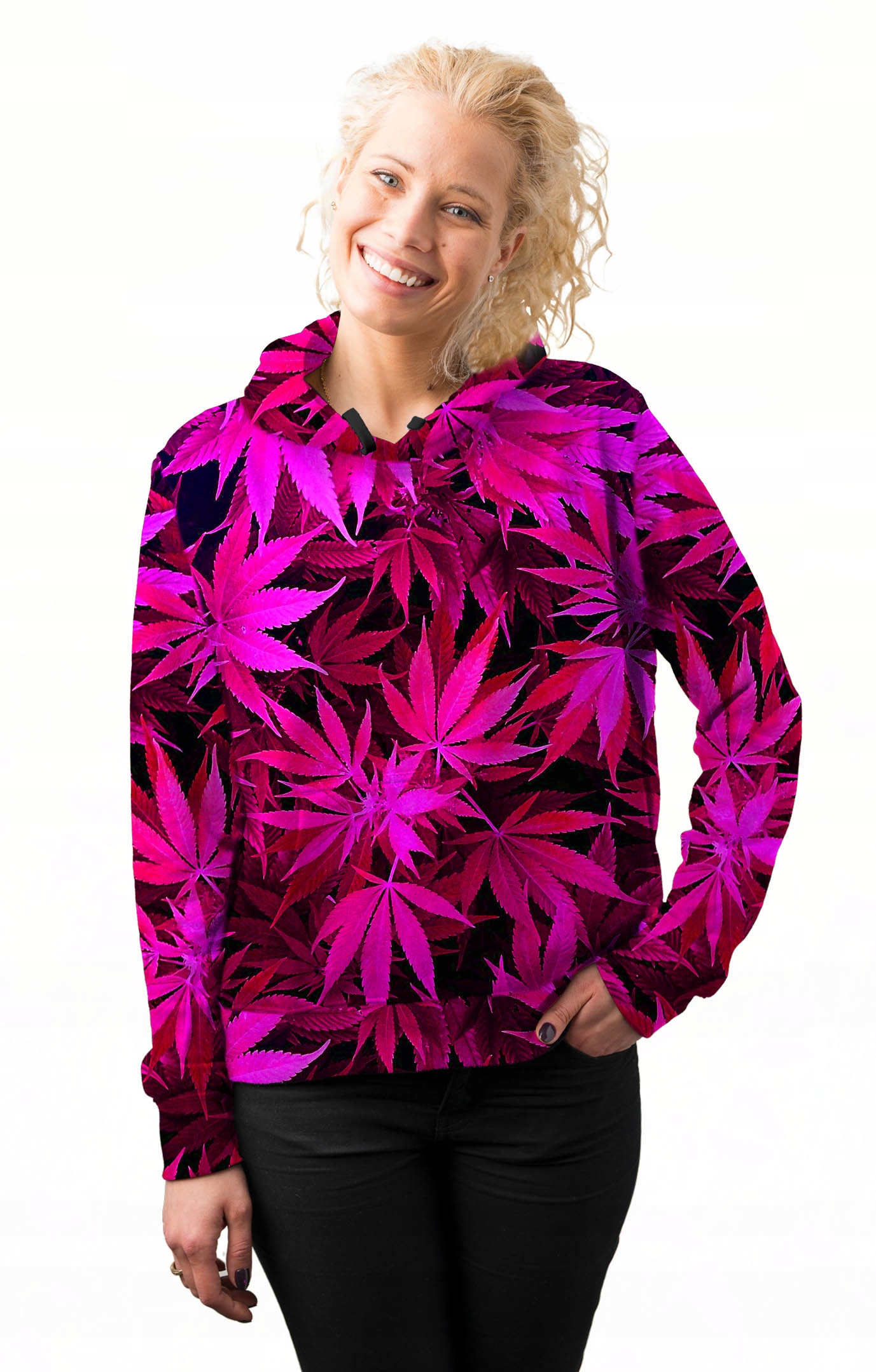 

Bluza Damska Print Trawka Jesienne Liście Pink XL