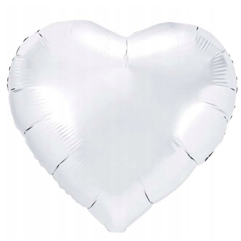 BALON BIAŁY FOLIOWY SERCE BIAŁE URODZINY 45CM