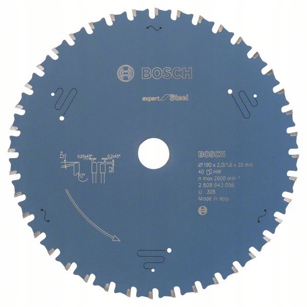 

Bosch Piła 190 x 20 40z do Do Cięcia Metalu Stali