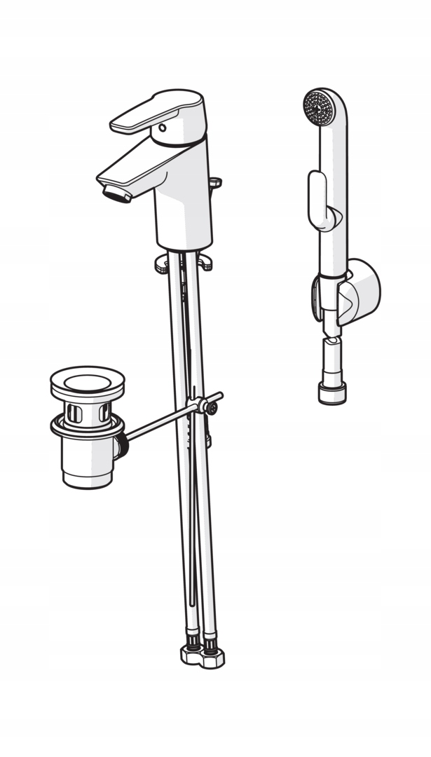Bateria umywalkowa z rączką natrysku Bidetta Oras Kolor chrom