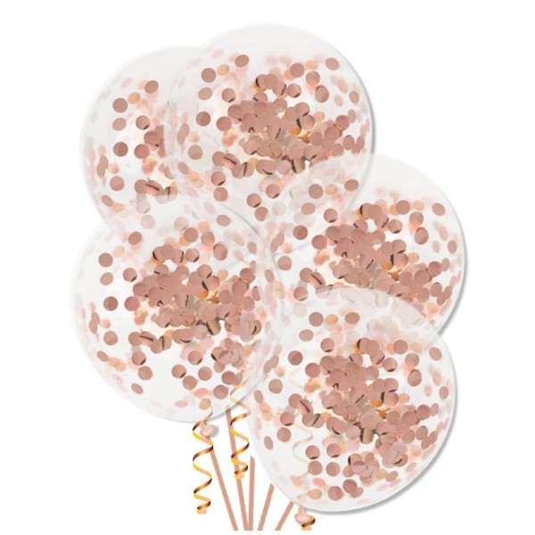 

Zestaw balonów przeźroczyste konfetti różowe złoto