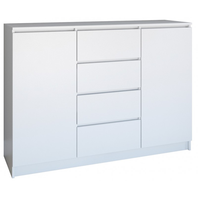 Komoda Szafka 2D4S 120CM Drzwi Szuflady Biała Top
