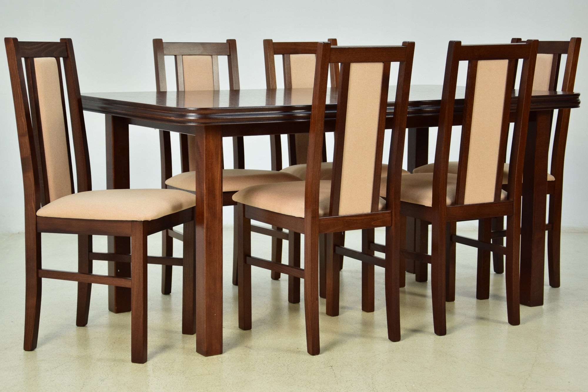 Stół ROZSUWANY blat FORNIR i 6 krzeseł DREWNO BUK Maksymalna długość rozłożonego stołu 200 cm