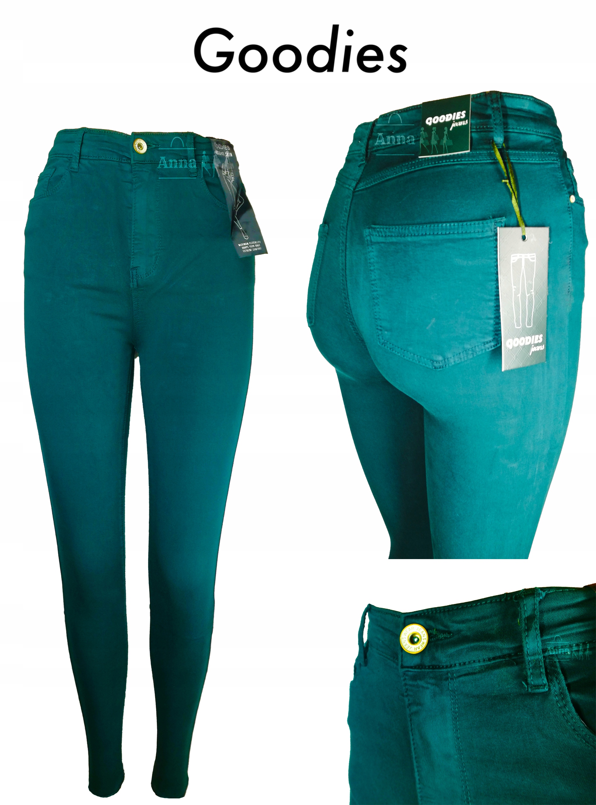 

Spodnie Jeans Goodies zielone wysoki stan R36