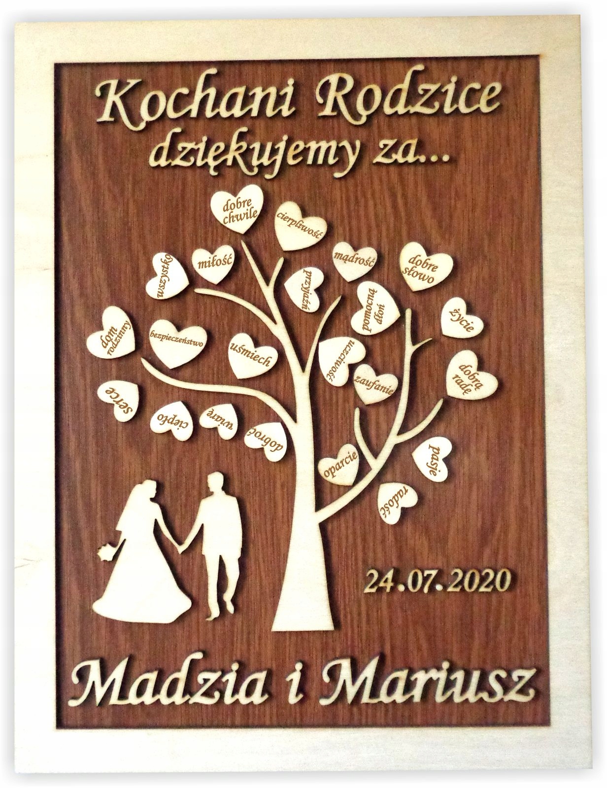 

Podziękowanie dla Rodziców 3D obraz ślub tablica