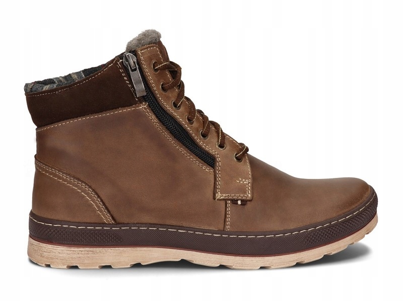 

Zimowy Trampek Półbut Skóra Suwak 910 Brąz 44