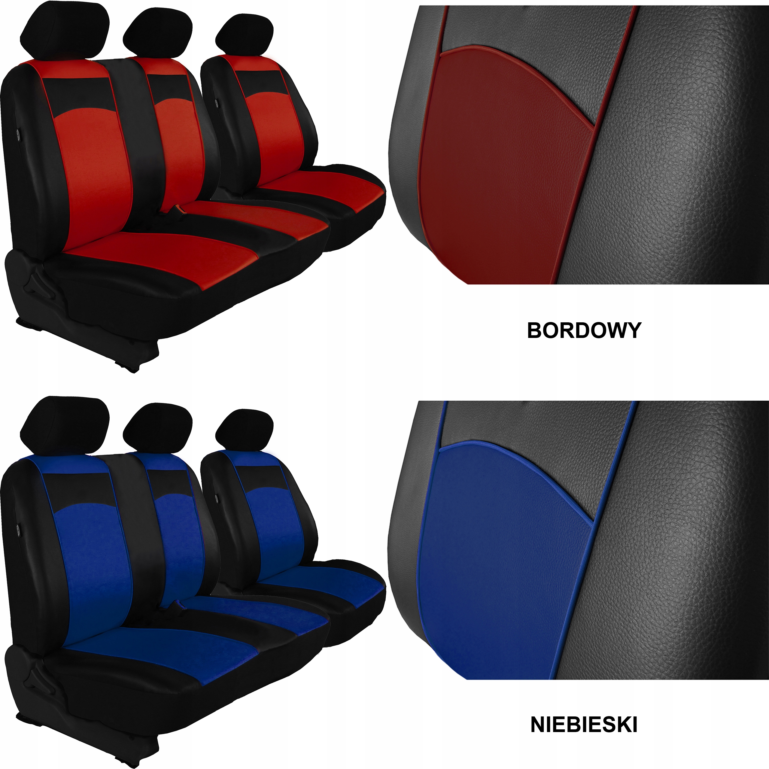 SKÓRZANE POKROWCE MIAROWE SAMOCHODOWE NA SIEDZENIA RENAULT KANGOO III 2+1 Typ pokrowiec