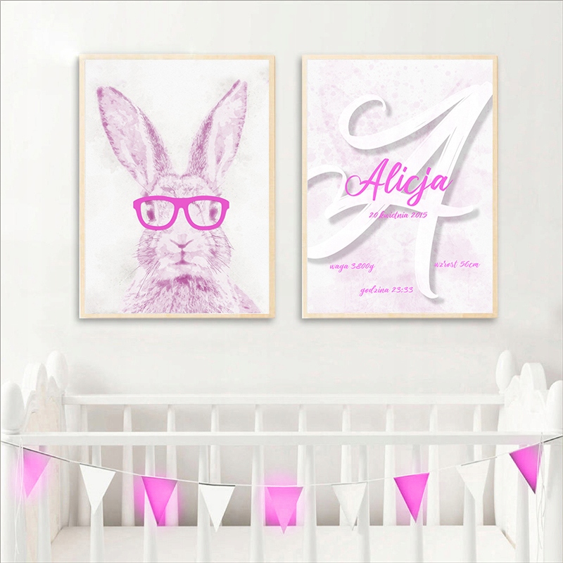 Metryczka Urodzenia Dziecka Króliczek Set 2 x A3