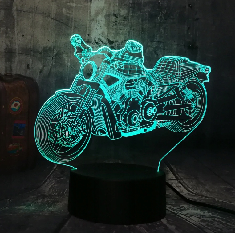 CHOPPER HARLEY MOTOR Lampka Nocna 3D LED + PILOT Tematyka, motyw Chopper