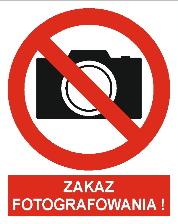 Naklejka PIKTOGRAM BHP, zakaz fotografowania