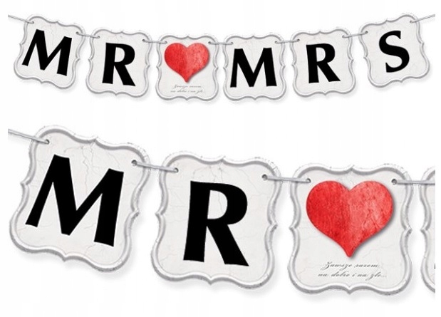 

Baner Weselny Ślubny Mąż Żona Mr Mrs 6 Wzorów Ślub