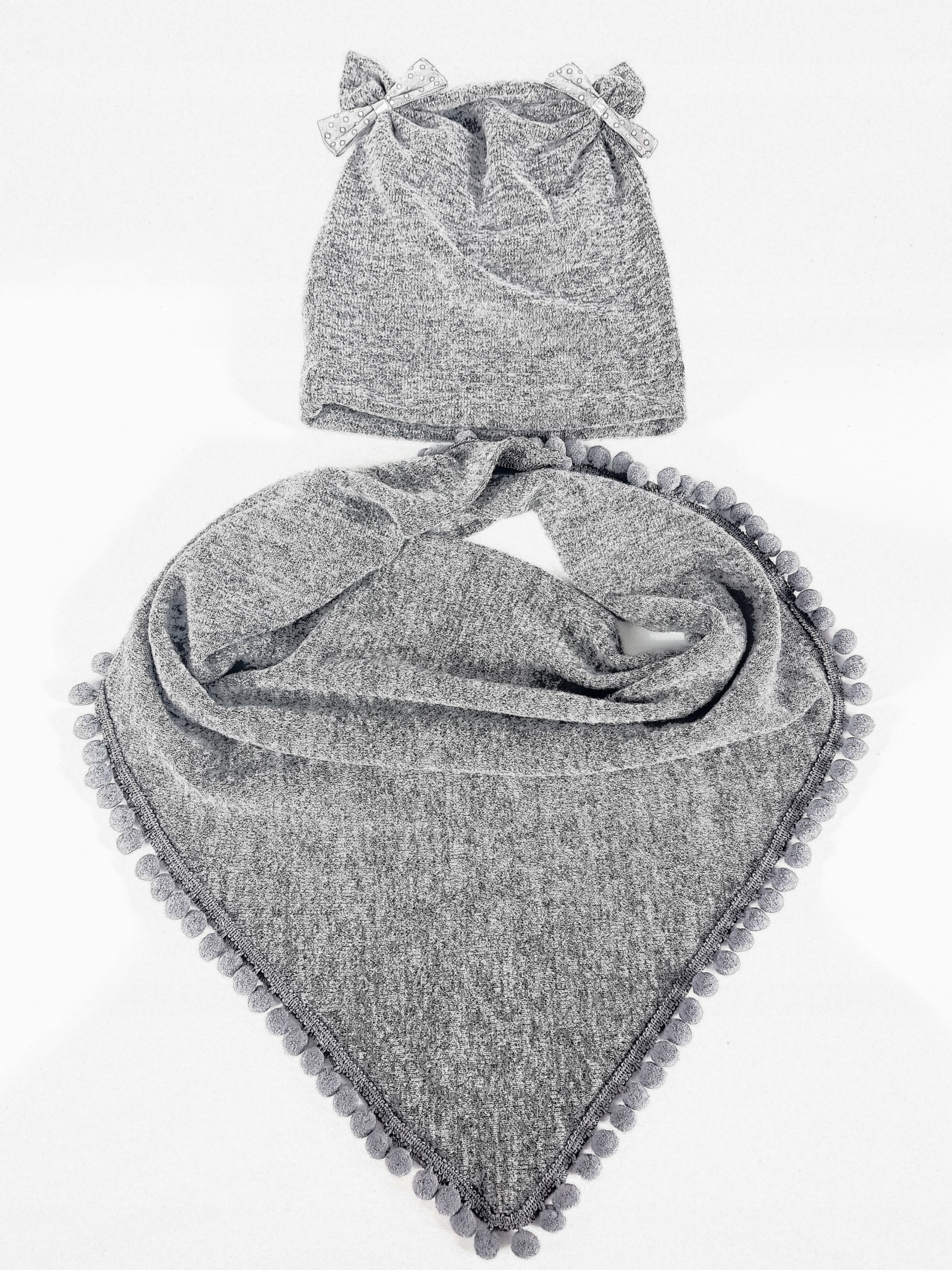 

Polski Kpl Czapka + Chustka Pomponiki 0-3 Lat 3 Wz