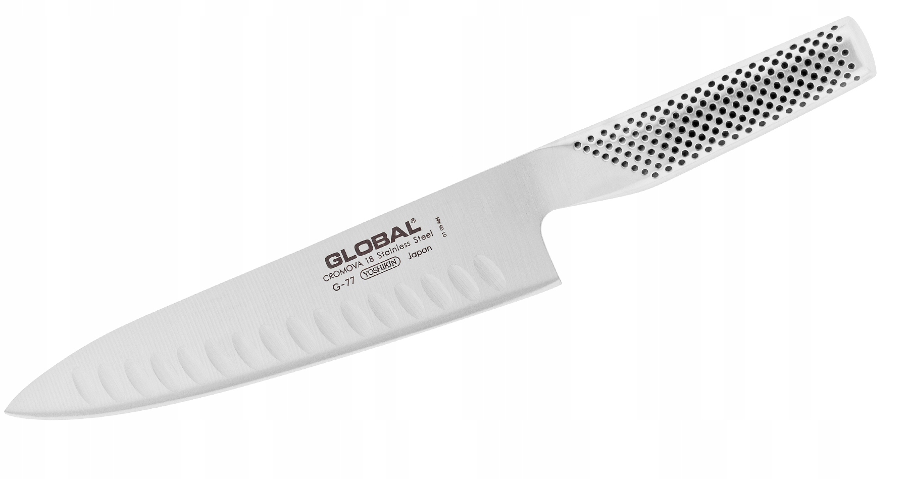 Nůž šéfkuchaře Global G-77 20 cm rýhovaný verze modelu G-2