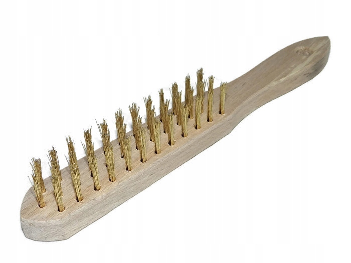 SZCZOTKA DRUCIANA 3 RZĘDOWA DO RDZY DREWNIANA