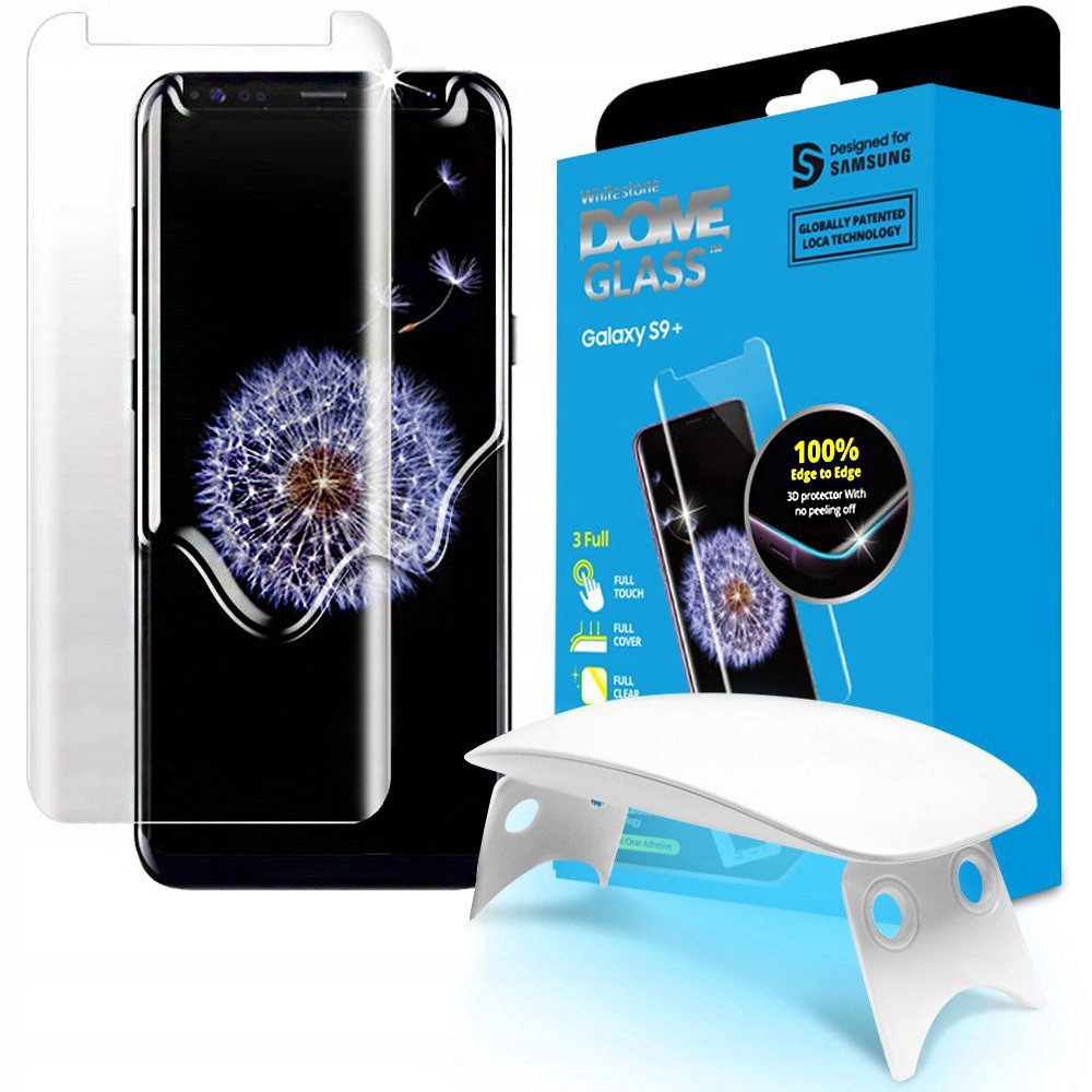 

Szkło hartowane do S9+ Plus, Whitestone + lampa Uv