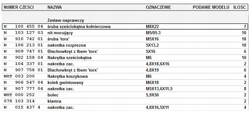 8J0098627 - КОМПЛЕКТ КРЕПЕЖНЫХ ЭЛЕМЕНТОВ ЗАДНЕГО БАМПЕРА AUDI TT