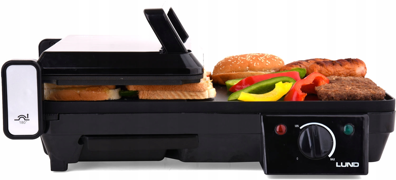 GRILL ELEKTRYCZNY 2000W + OPIEKACZ 2w1 ROZKŁADANY Moc 2000 W