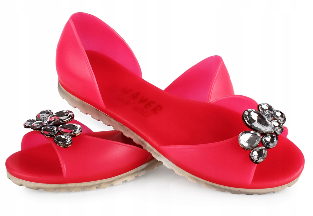 BALERINKI różowe MELISKI sandały CYRKONIE guma 34 Rozmiar 34
