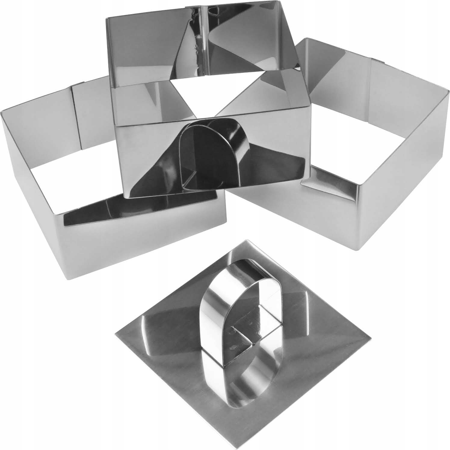 

3 Obręcze Wykrawacze Ringi Do Potraw Kwadrat 8x8cm
