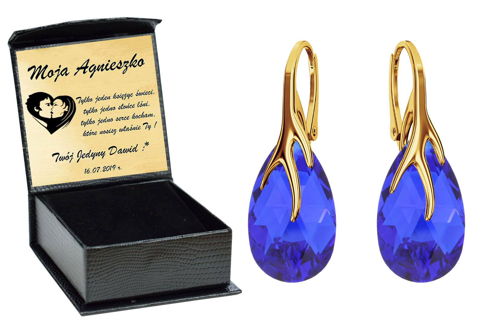 

Drapieżne Kolczyki Swarovski Złote 925 Grawer