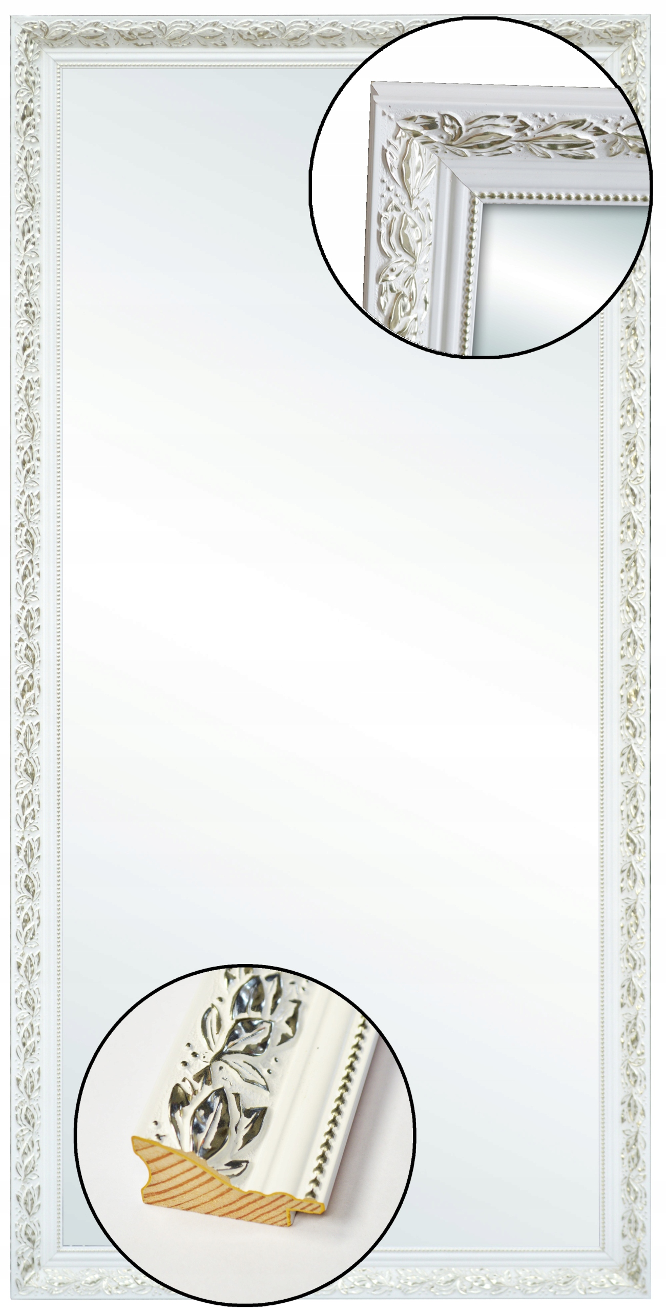 

Lustro w ramie Drewnianej 120x60 Zdobione Barokowe