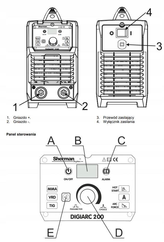Spawarka elektrodowa Sherman DIGIARC 200 DIGI ARC Kod producenta 200