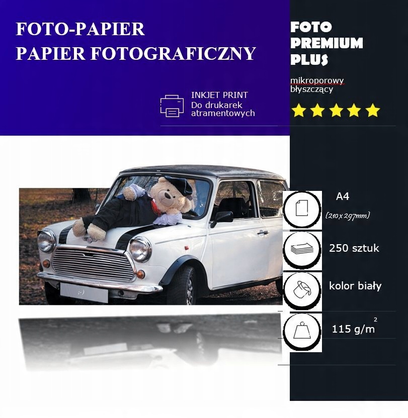

Papier Fotograficzny Błyszczący A4 115 g/m2 250szt