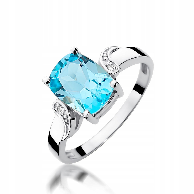 

Pierścionek zaręczynowy Topaz Brylanty Białe Złoto